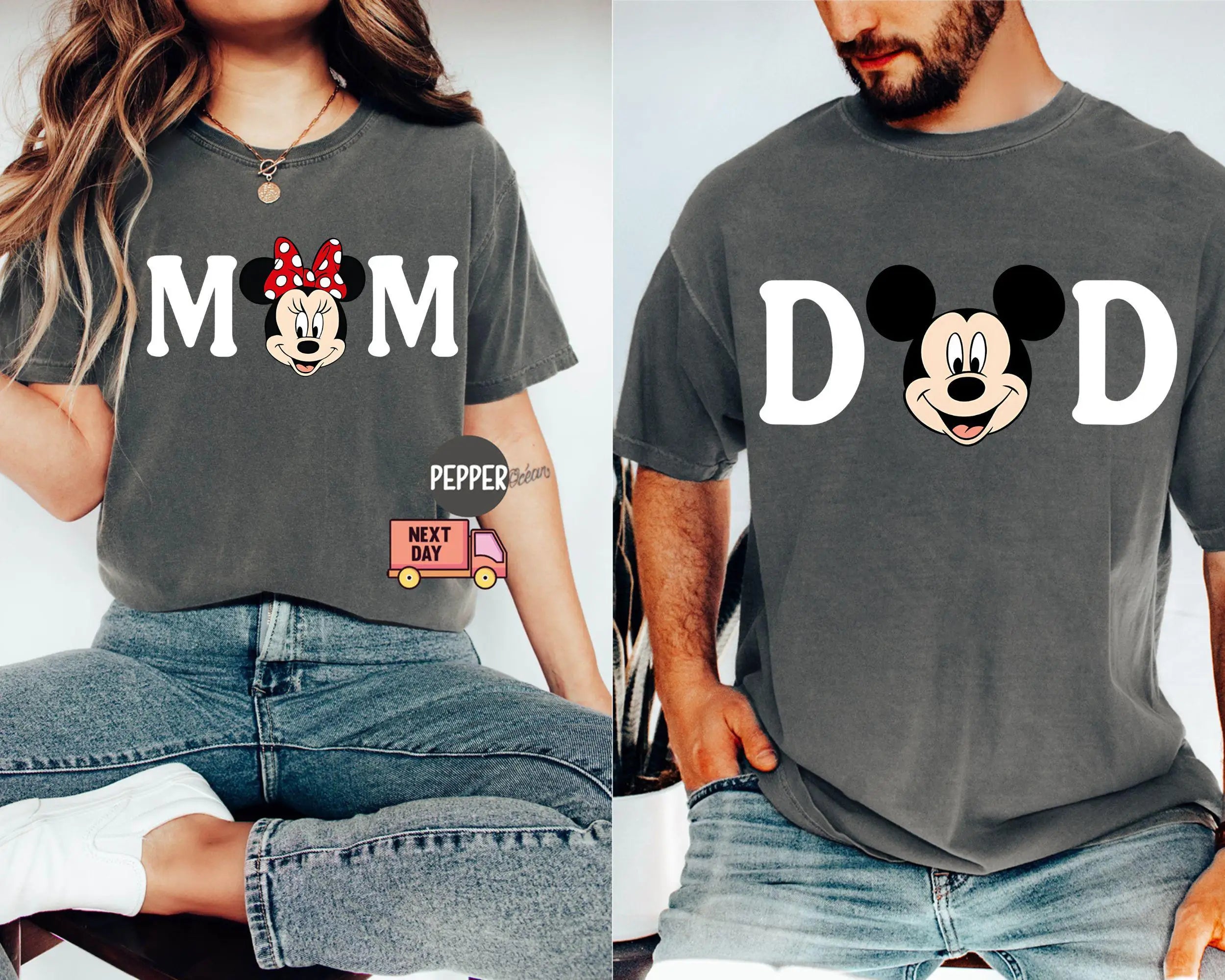 T-shirt de voyage pour couple de famille Disney, T-shirt Minnie Oncle Tante, T-shirt Grand-père Grand-mère