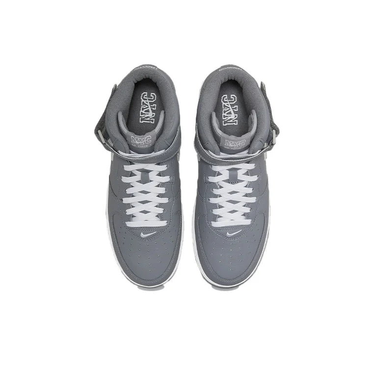 Nike Air Force 1 QS Jewel 'NYC Cool Grey' Chaussures de skateboard polyvalentes à tige mi-haute unisexe gris