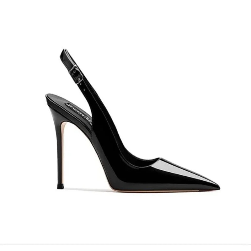 Sandales à talons ultra-hauts sexy et élégantes en cuir verni pour l'été, à bride, tendance, pour robe de soirée, chaussures pour femmes