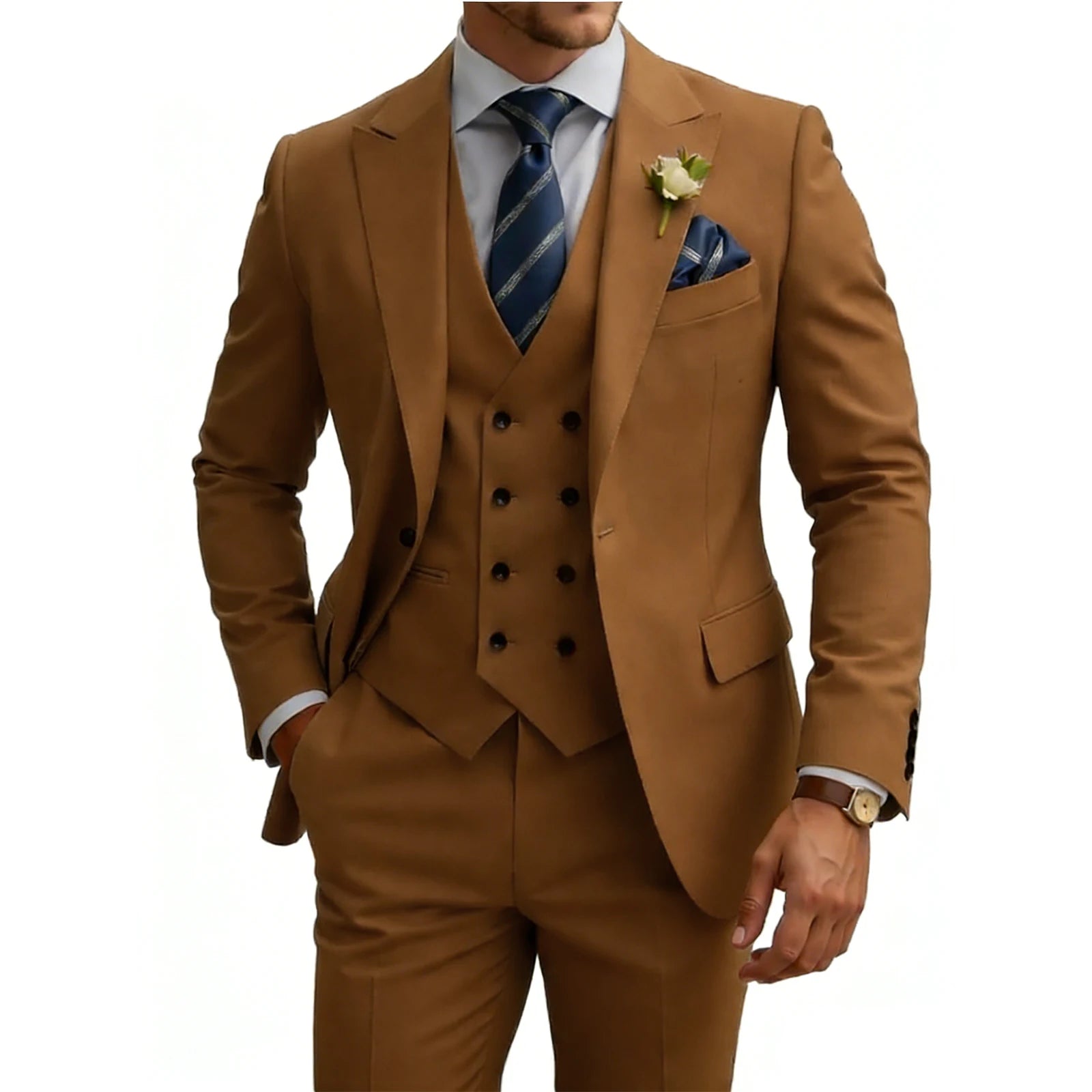 Costume homme 3 pièces slim fit, double boutonnage, pour mariage, bal, cérémonie, dîner formel, smoking