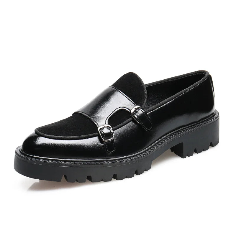 2025 mocassins hommes chaussures en cuir à semelles épaisses Style britannique noir chaussures d'affaires formelles mode luxe chaussures décontractées à enfiler