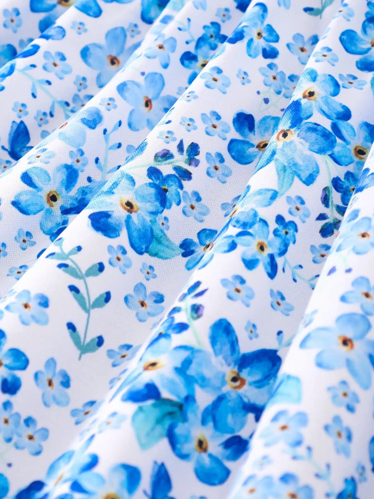 Robe à manches courtes pour filles, col rond, motif Floral bleu, vêtements pour enfants de 2 à 7 ans, tenue d'été décontractée