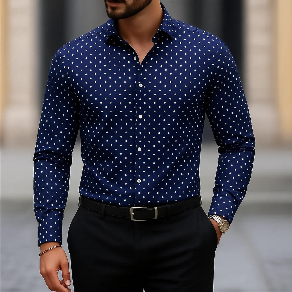 2025 chemise à manches longues pour hommes décontracté coupe ajustée chemise boutonnée conception à rayures avancée chemise pour hommes haut tendance chemisier homme t-shirt
