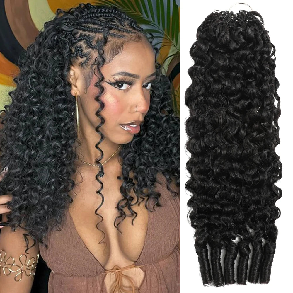 Extensions de cheveux humains bouclés birmans Miracle Knots pour tresses bohèmes, pré-séparées, effet plume, 100% cheveux humains