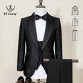 Costume de luxe 3 pièces ST Cassy de haute qualité pour homme – Smoking noir pour dîner, soirée, banquet, mode masculine, marié, mariage