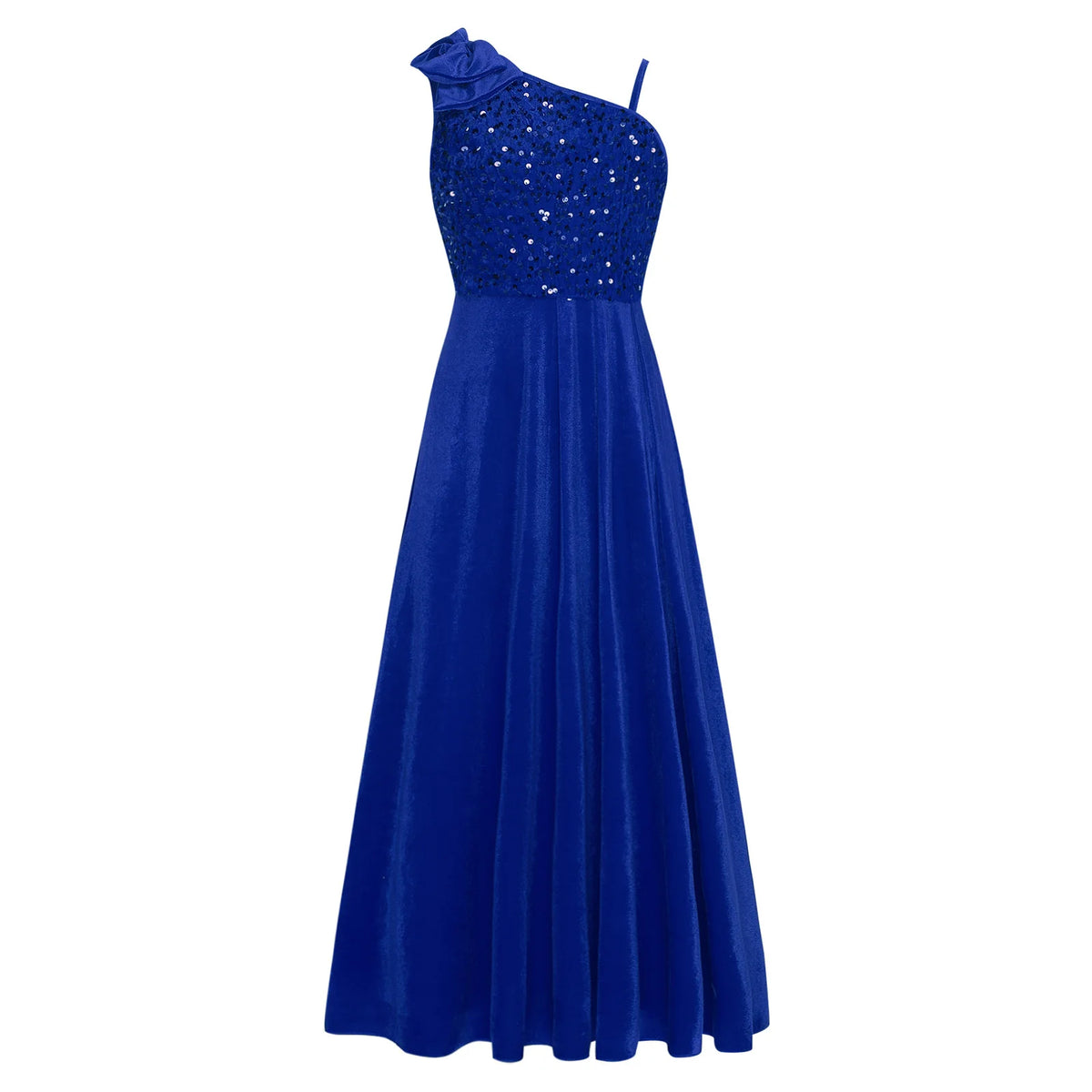 Robe de Demoiselle d'Honneur Junior Élégante pour Filles, Robe de Fille d'Honneur à Une Épaule Fendue avec Fleur pour Mariage, Fête, Costume Festif, Robes pour Enfants