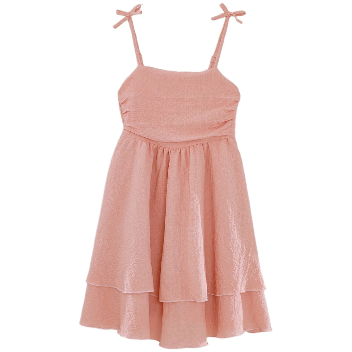 Robe d'été à bulles bouffantes pour enfants filles, bretelles Spaghetti, sans manches, ourlet fluide à volants, robe de princesse pour fête sur la plage et vacances