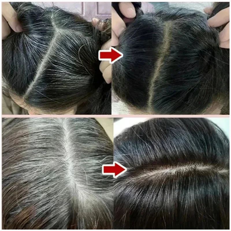 Shampoing de teinture capillaire 3 en 1 pour cheveux gris, crème de soin capillaire nourrissante de sécurité à base de plantes naturelles pour femmes et hommes