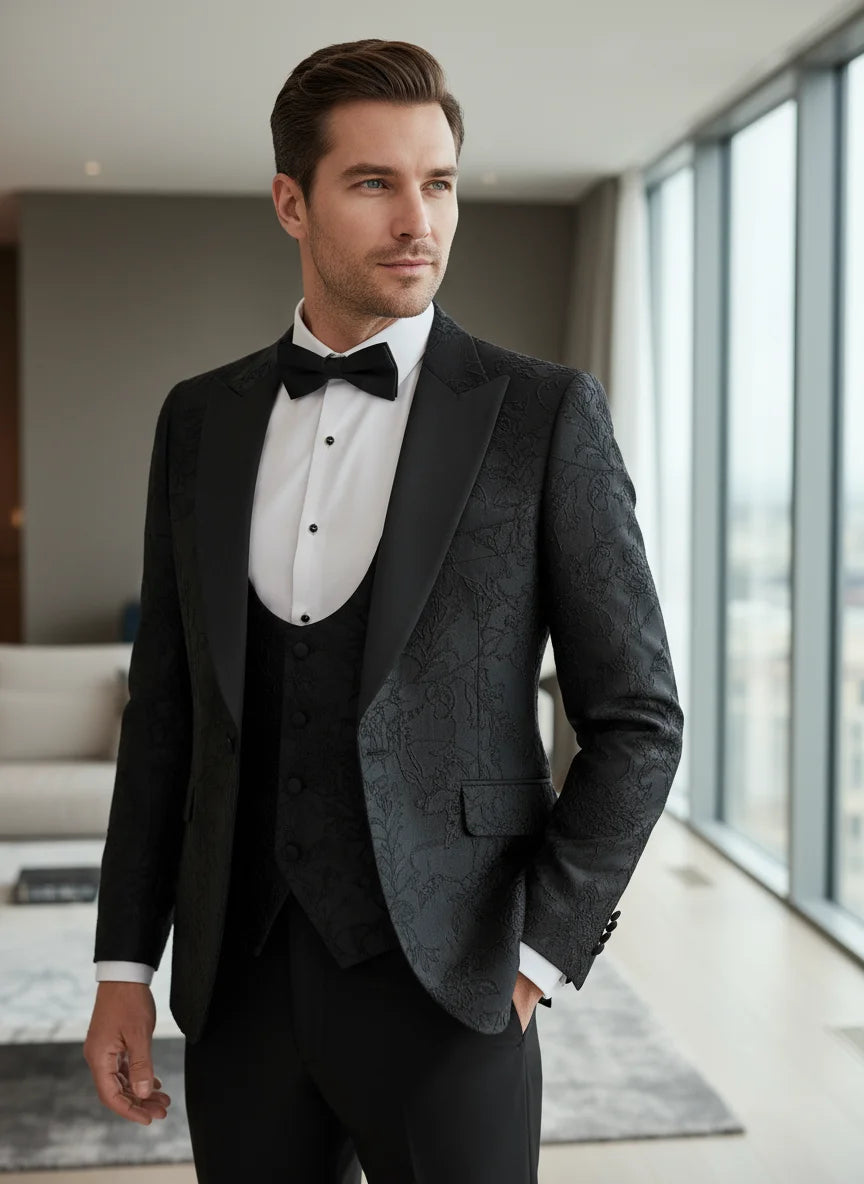 Costume de luxe 3 pièces ST Cassy de haute qualité pour homme – Smoking noir pour dîner, soirée, banquet, mode masculine, marié, mariage