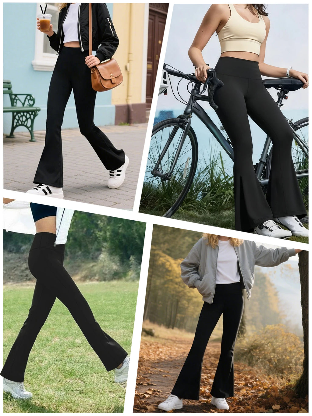 Pantalons de yoga évasés taille haute pour femmes avec bas de jambe évasé. Parfait pour le yoga ou les occasions décontractées.