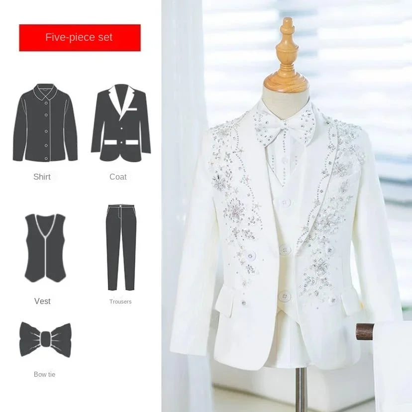 Costume de cérémonie pour garçons, blazer pour performance au piano, mariage, anniversaire, fête formelle, ensemble de costume A4239