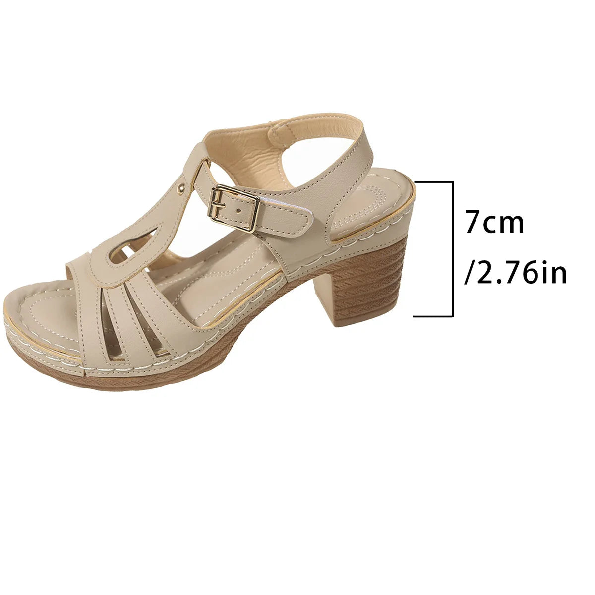 Sandales d'été à boucle pour femmes, talons hauts, confortables, pour fêtes en plein air, antidérapantes, grandes tailles, Sandalias 36-43