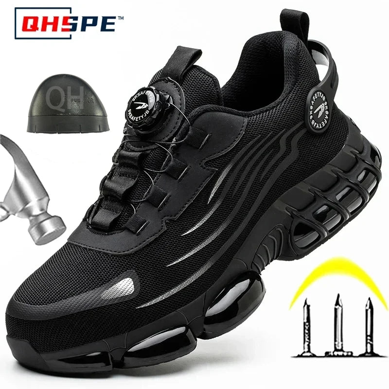 Chaussures de sécurité pour hommes, bottes de Protection élastiques, chaussures décontractées à la mode, respirantes, Protection contre les odeurs, chaussures de travail pour hommes