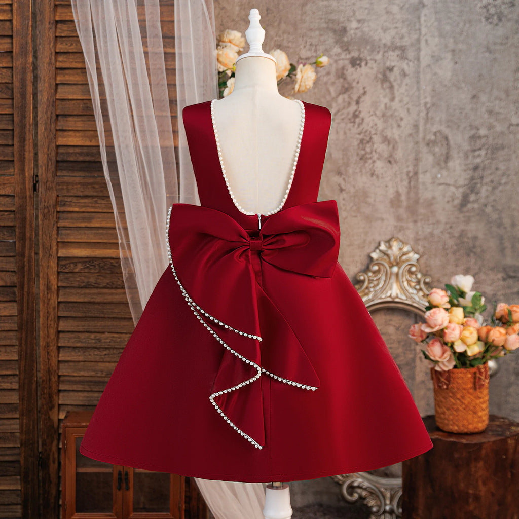 Robe de soirée de baptême pour filles, tenue de princesse élégante avec nœud, pour demoiselles d'honneur, de mariage, de Gala, d'anniversaire, de remise de diplôme