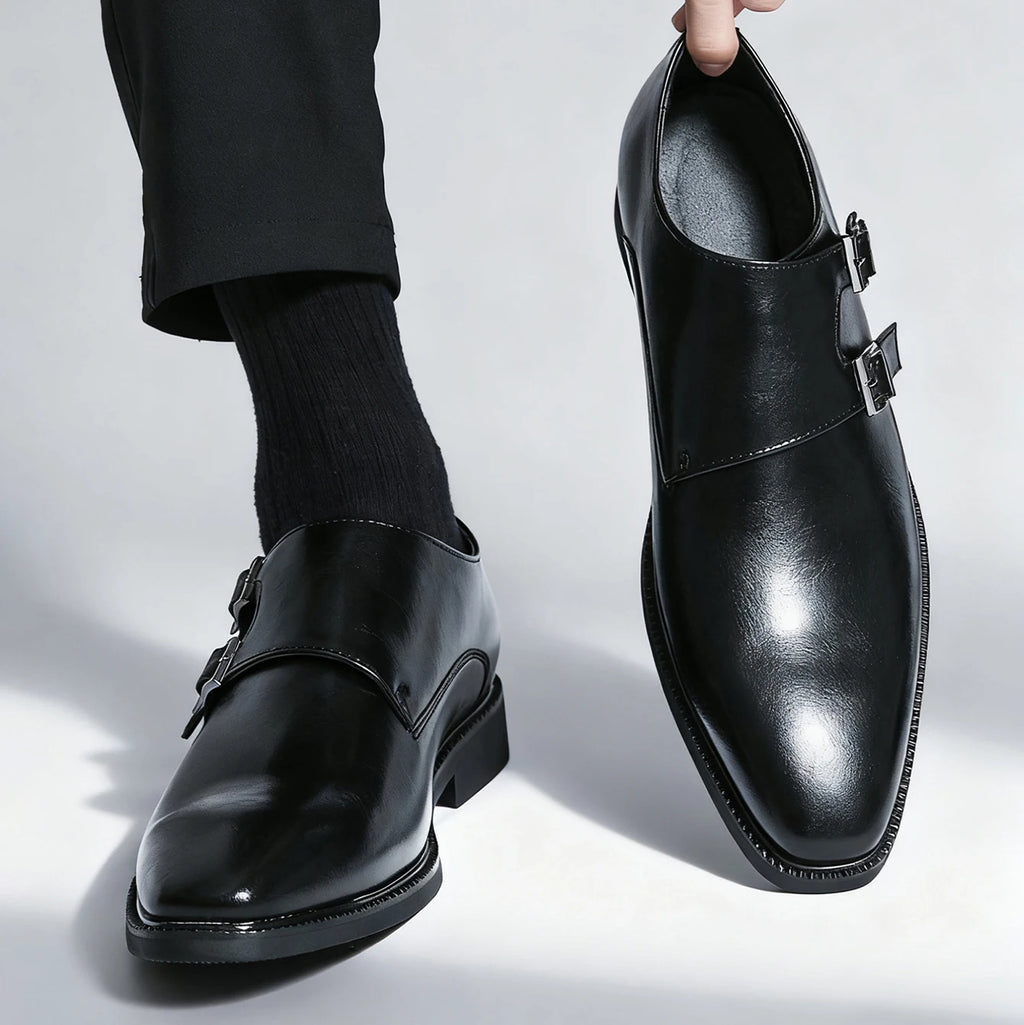 Robe rétro classique chaussures en cuir de moine pour hommes avec boucle à bout pointu bureau d'affaires mariage chaussures Oxfords confortables pour hommes