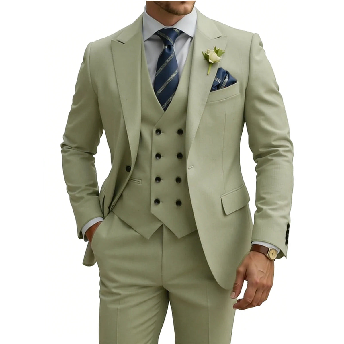 Costume homme 3 pièces slim fit, double boutonnage, pour mariage, bal, cérémonie, dîner formel, smoking