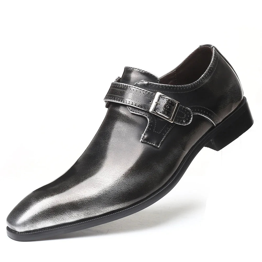 Boucle de ceinture chaussures pour hommes mode chaussures habillées à talons bas britannique grande taille en cuir chaussures antidérapantes mâle costume formel chaussure Homme