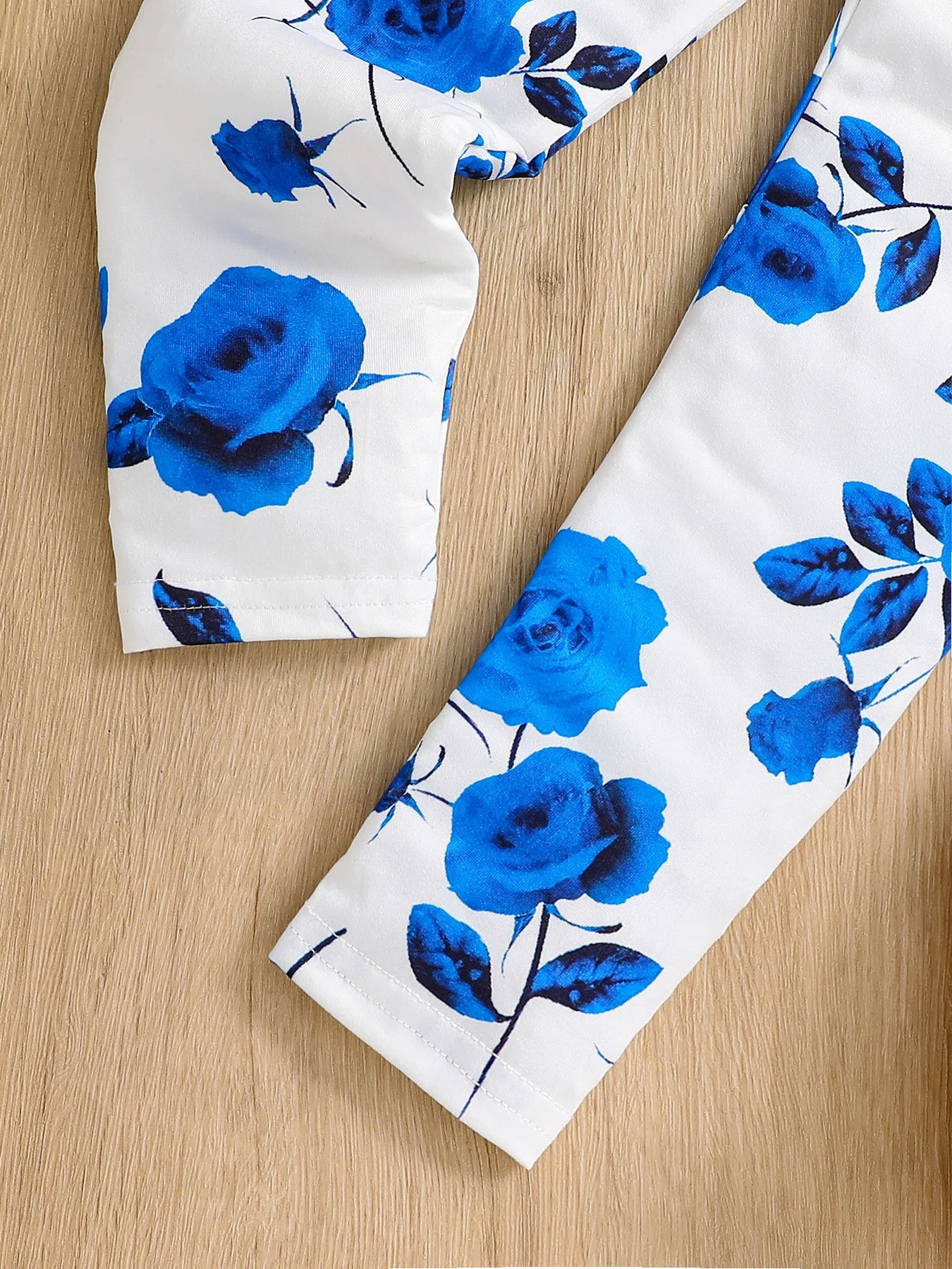 Ensemble 2 pièces pour filles, haut tricoté à manches volantes et col rond + pantalon décontracté imprimé Rose, nouvelle collection été