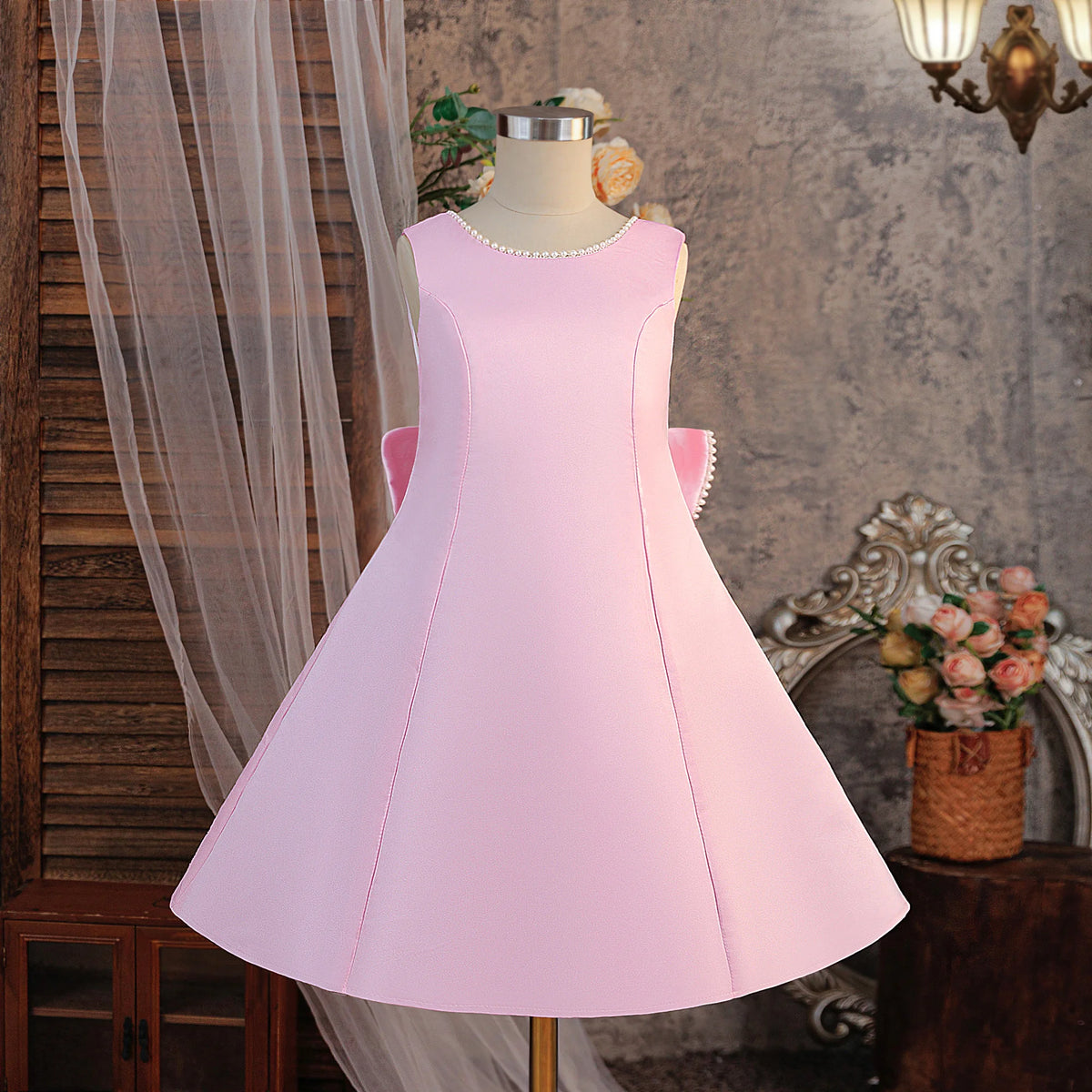 Robe de soirée de baptême pour filles, tenue de princesse élégante avec nœud, pour demoiselles d'honneur, de mariage, de Gala, d'anniversaire, de remise de diplôme