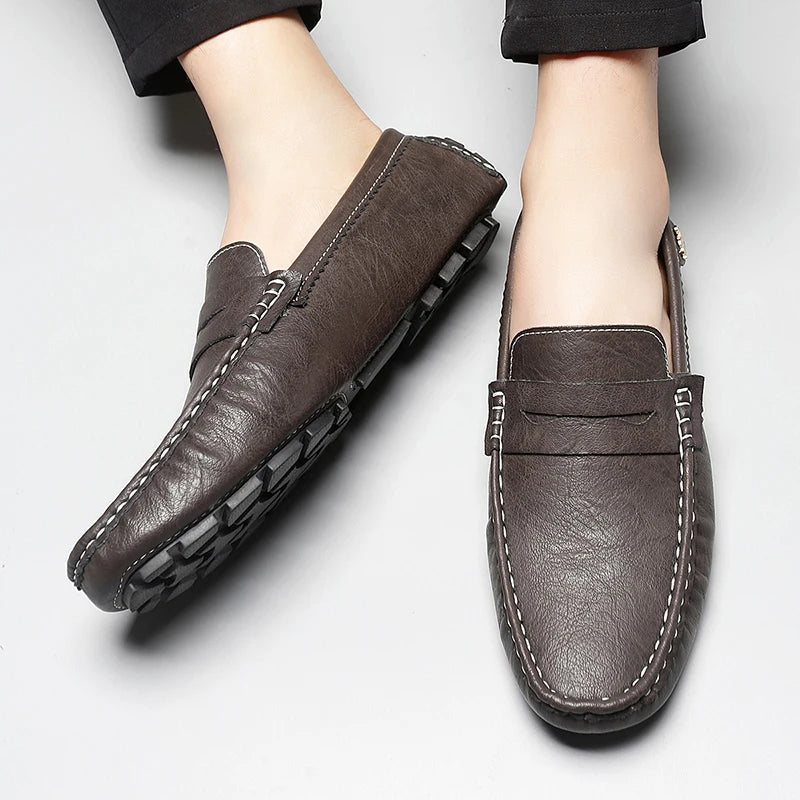 Chaussures italiennes formelles pour hommes, mocassins en cuir faits à la main, chaussures plates à enfiler, chaussures de conduite, chaussures décontractées de luxe confortables pour hommes