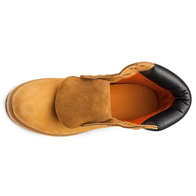 Bottes de travail imperméables, résistantes à l'usure, antidérapantes, jaunes, vintage, pour hommes, randonnée en plein air, travail quotidien, bottes de sécurité décontractées