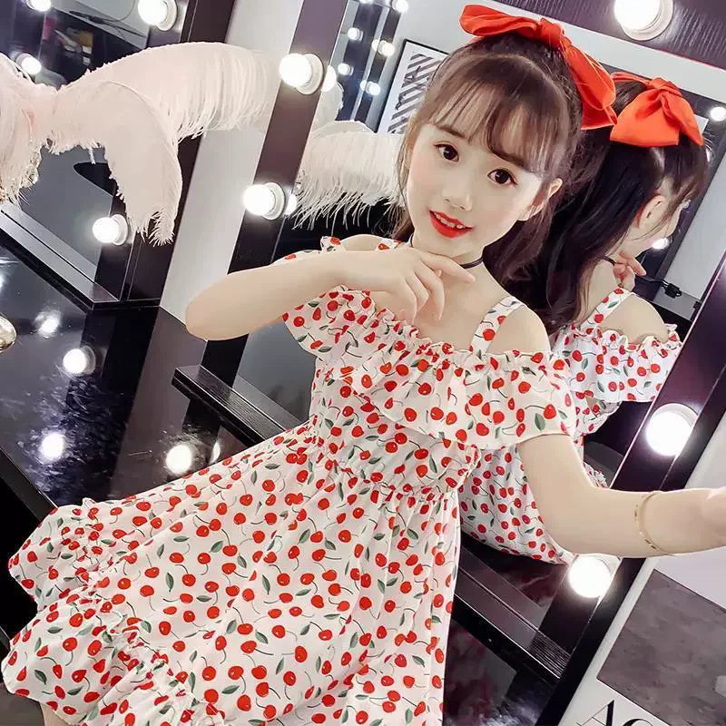 Robe d'été fine pour fille, robe de princesse florale en mousseline, vêtements d'été décontractés pour enfants, robes pour filles, Vestidos