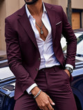 Ensemble de costume 2 pièces bordeaux pour homme (blazer + pantalon uniquement, gilet non inclus), veste et pantalon slim fit pour occasions formelles, mariage et fête