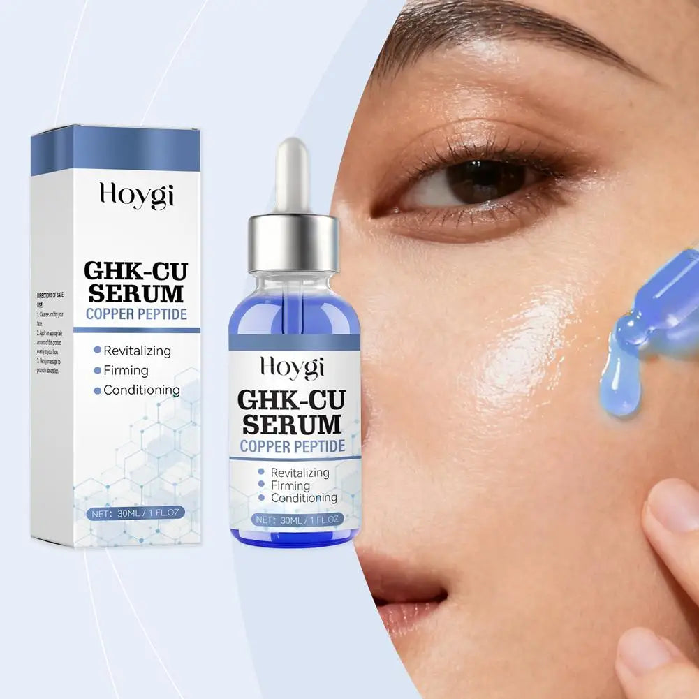 Sérum au cuivre et aux peptides GHK-Cu pour le visage, raffermissant, liftant, atténuant les ridules, resserrant les pores, réparateur de barrière cutanée, hydratant à l'acide hyaluronique