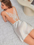 Robe de nuit d'été en soie unie, col en V, pour femme, avec bretelles croisées papillon, dos nu, mini-robe fine