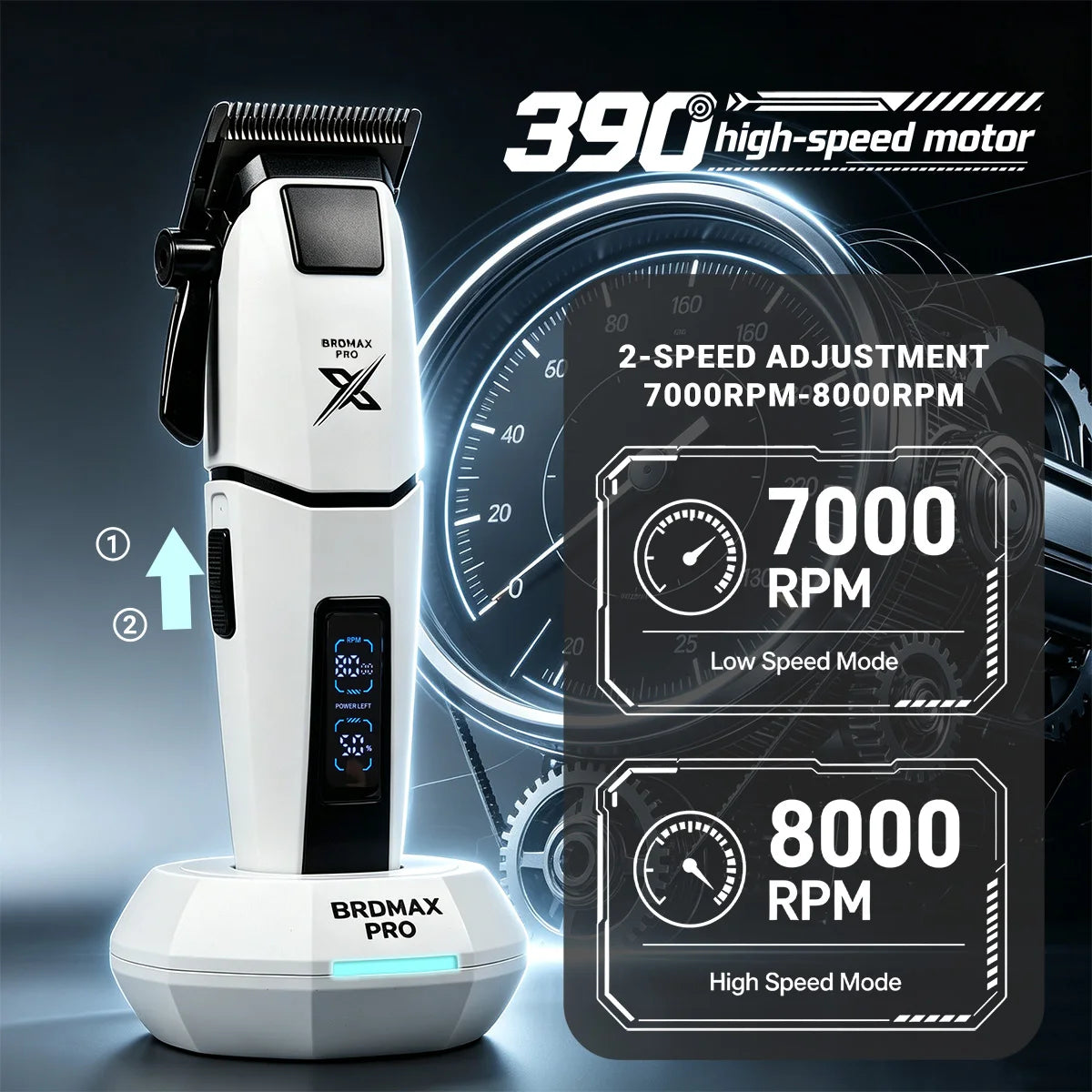 Tondeuse à cheveux professionnelle BRDMAX PRO DRM105, moteur silencieux 8000 tr/min, tondeuse à cheveux pour hommes, machine de coupe de cheveux électrique pour salon