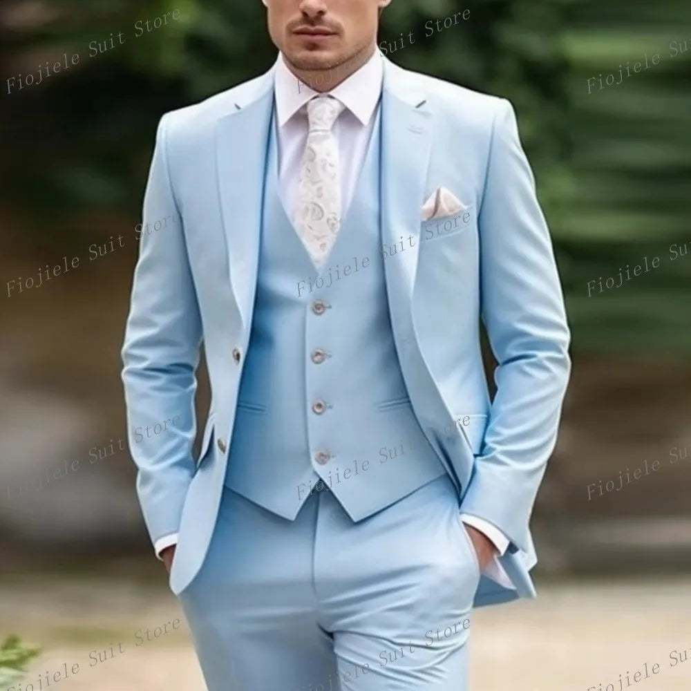 Costume ivoire pour hommes, Tuxedos d'affaires pour occasions formelles, marié, fête de mariage, bal de promo, ensemble 3 pièces, Blazer, gilet, pantalon