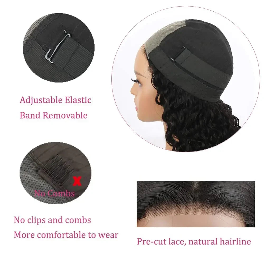 Perruque de cheveux humains sans colle, cheveux crépus lisses, 4x4, pre-plucked, pre-coupure, sans colle, pour femmes noires