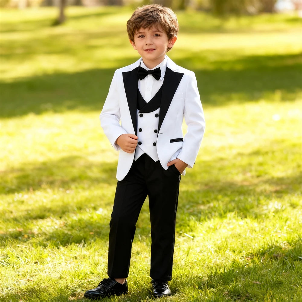 DTLumika – ensemble de costume de marque pour garçons de 3 à 14 ans, veste de costume classique à col noir, gilet et pantalon, ensemble avec nœud papillon, costumes de fête de Communion pour tout-petits