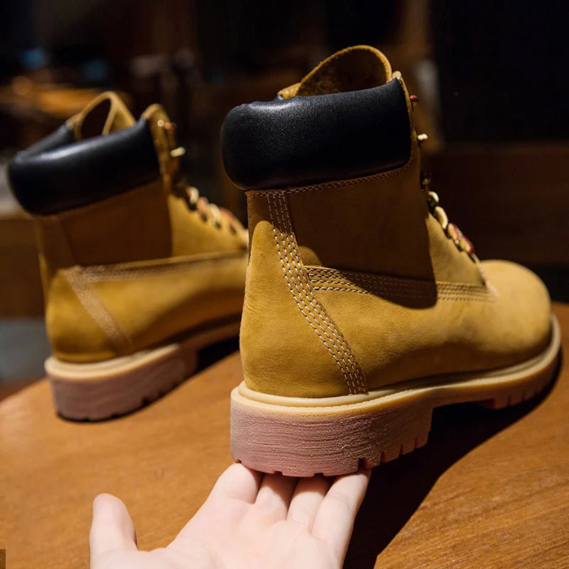 Bottes de travail imperméables, résistantes à l'usure, antidérapantes, jaunes, vintage, pour hommes, randonnée en plein air, travail quotidien, bottes de sécurité décontractées