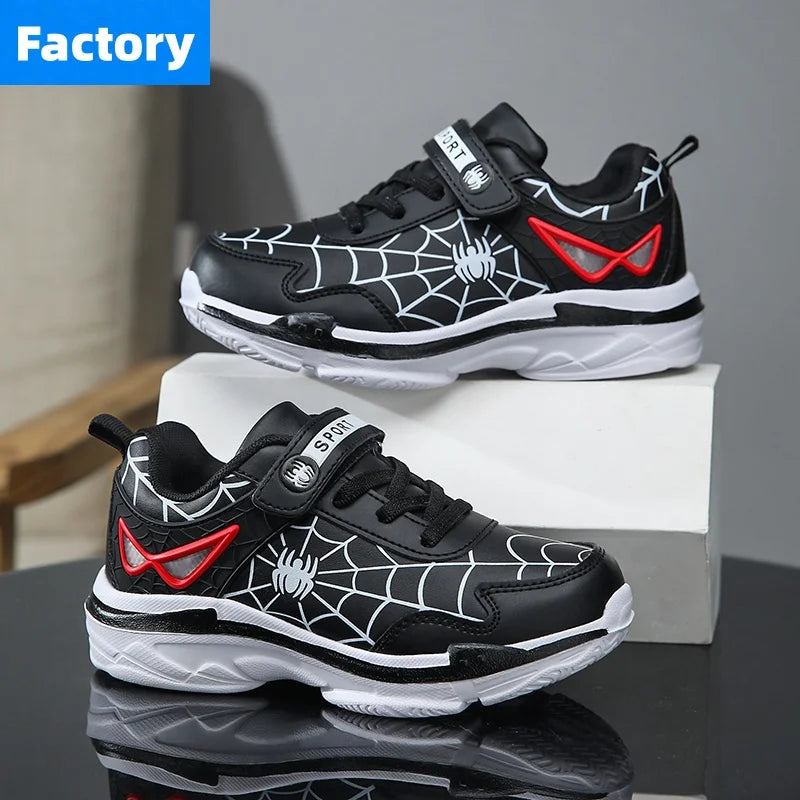 Chaussures de sport confortables pour garçons, baskets de course légères et antidérapantes pour l'extérieur, motif araignée de dessin animé pour enfants