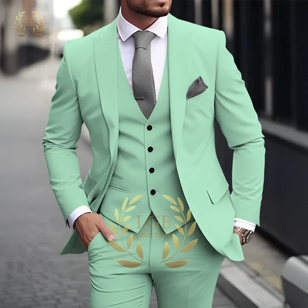 Costume 3 pièces kaki pour hommes, classique, revers, Business, formel, mariage, marié, coupe cintrée, élégant, Style Gentleman, Blazer à la mode