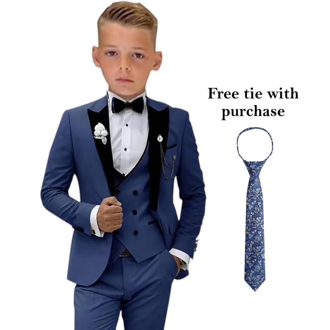 Ensemble de costume à col en velours pour enfants de 3 à 14 ans, costumes de mariage trois pièces pour garçons, costumes pour tout-petits, costumes de smoking pour adolescents de retour