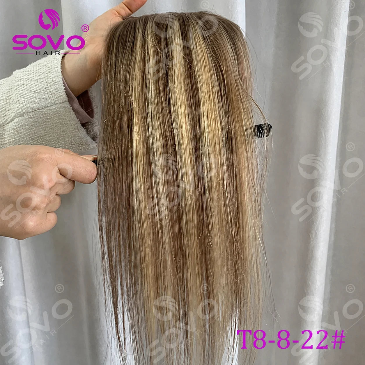 Topper de cheveux humains lisses avec mèches pour femmes 10x12CM, postiche à base de peau avec 4 clips, cheveux humains véritables respirants
