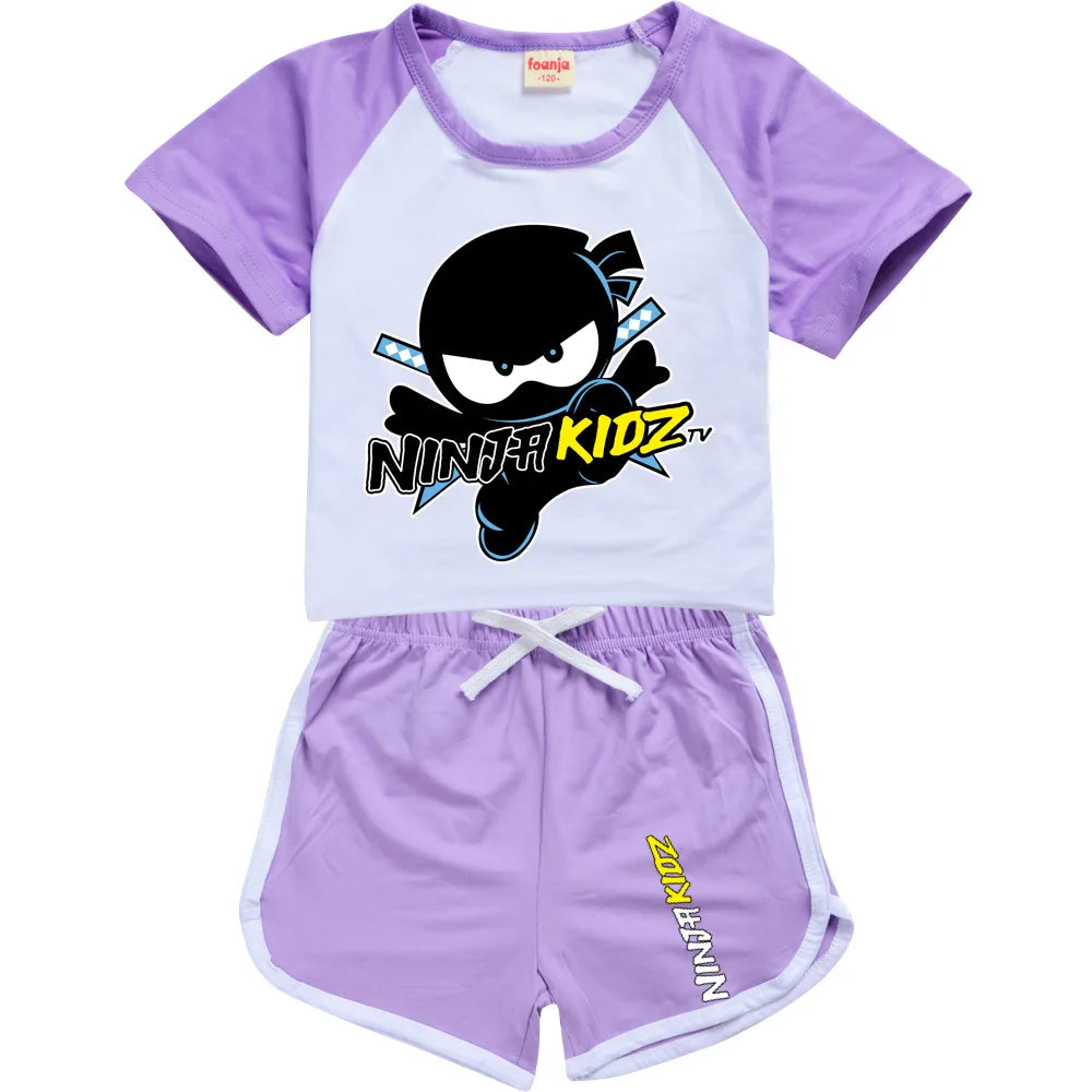 Ninja Kidz enfants vêtements coton Sport survêtements T-shirts sweat costume dessin animé motif ensemble adolescent bébé garçons filles vêtements