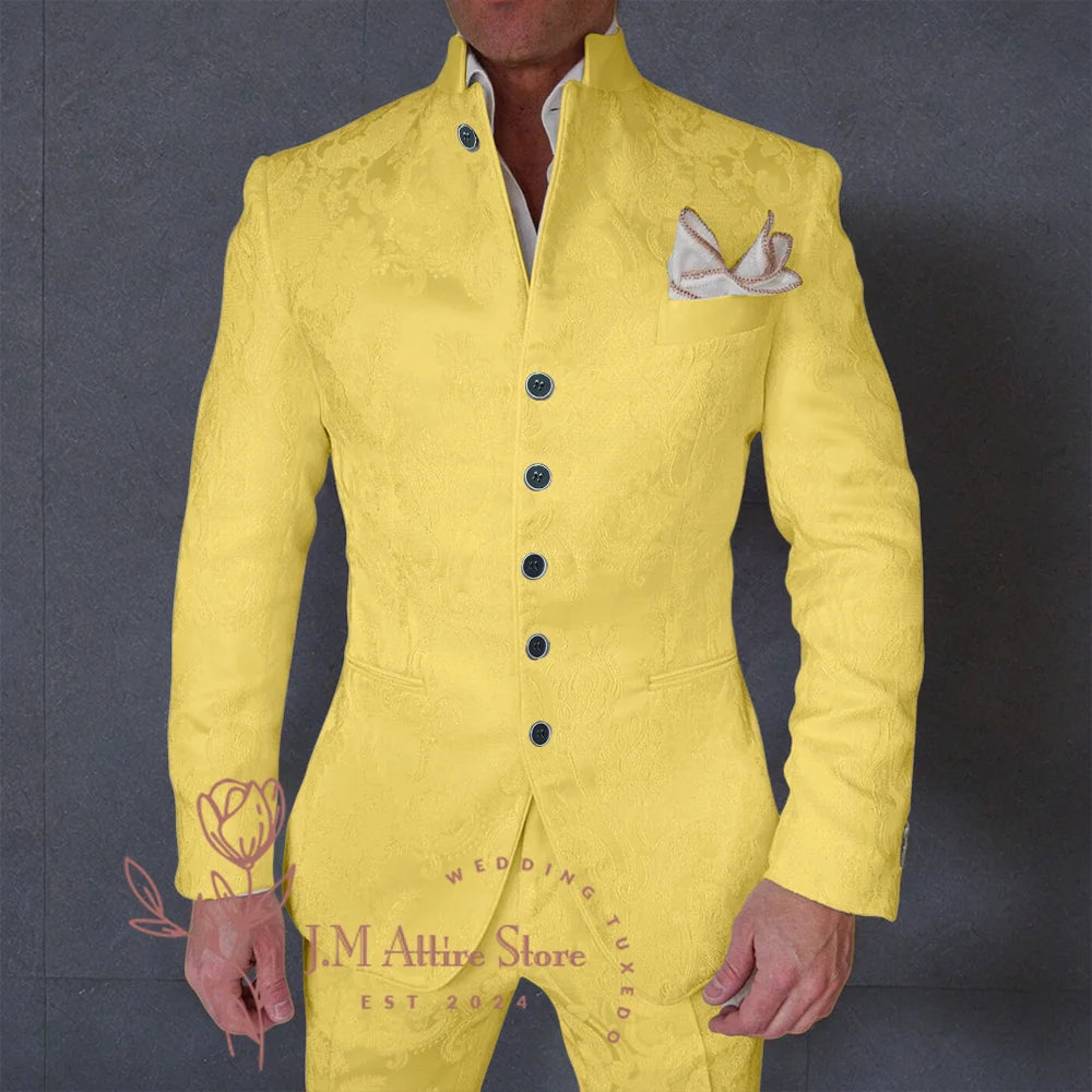 Costume 2 pièces Haute Couture pour hommes, ensemble veste et pantalon en Jacquard blanc exquis pour mariés de mariage, Cocktail, bal de promo, smoking formel