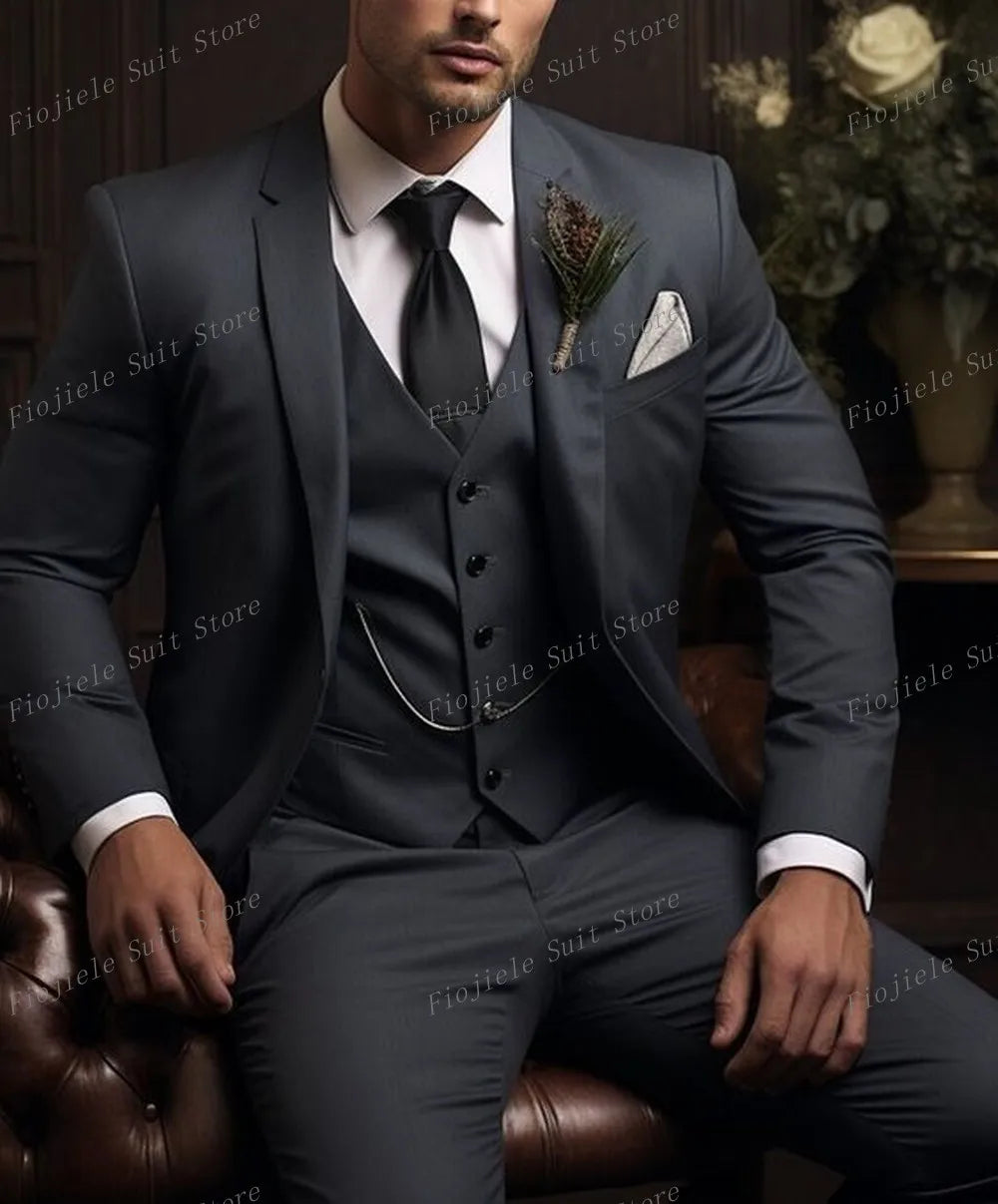 Costume ivoire pour hommes, Tuxedos d'affaires pour occasions formelles, marié, fête de mariage, bal de promo, ensemble 3 pièces, Blazer, gilet, pantalon