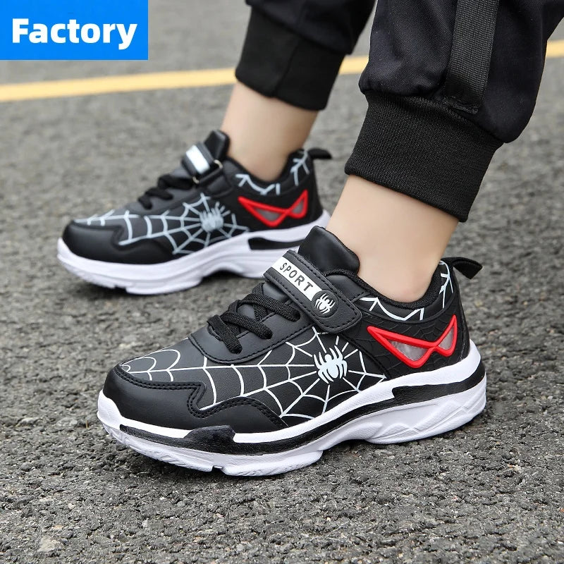 Chaussures de sport confortables pour garçons, baskets de course légères et antidérapantes pour l'extérieur, motif araignée de dessin animé pour enfants