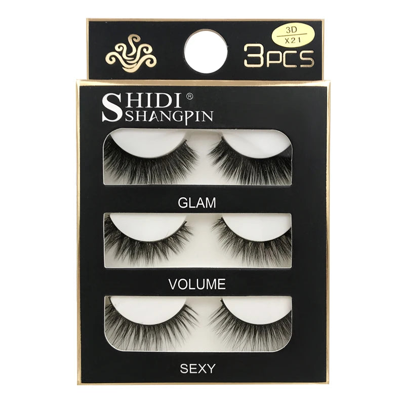 Faux Cils Naturels Longs en Vison 3D, Souples et Moelleux, fissuraminants, Faits à la Main, Outils de Maquillage pour les Yeux, 3 Paires