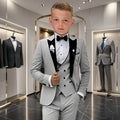 Ensemble de costume formel quatre pièces pour garçons, Blazer à col en velours, pantalon gilet, pantalon de smoking à nœud papillon, costumes de mariage pour enfants de retour