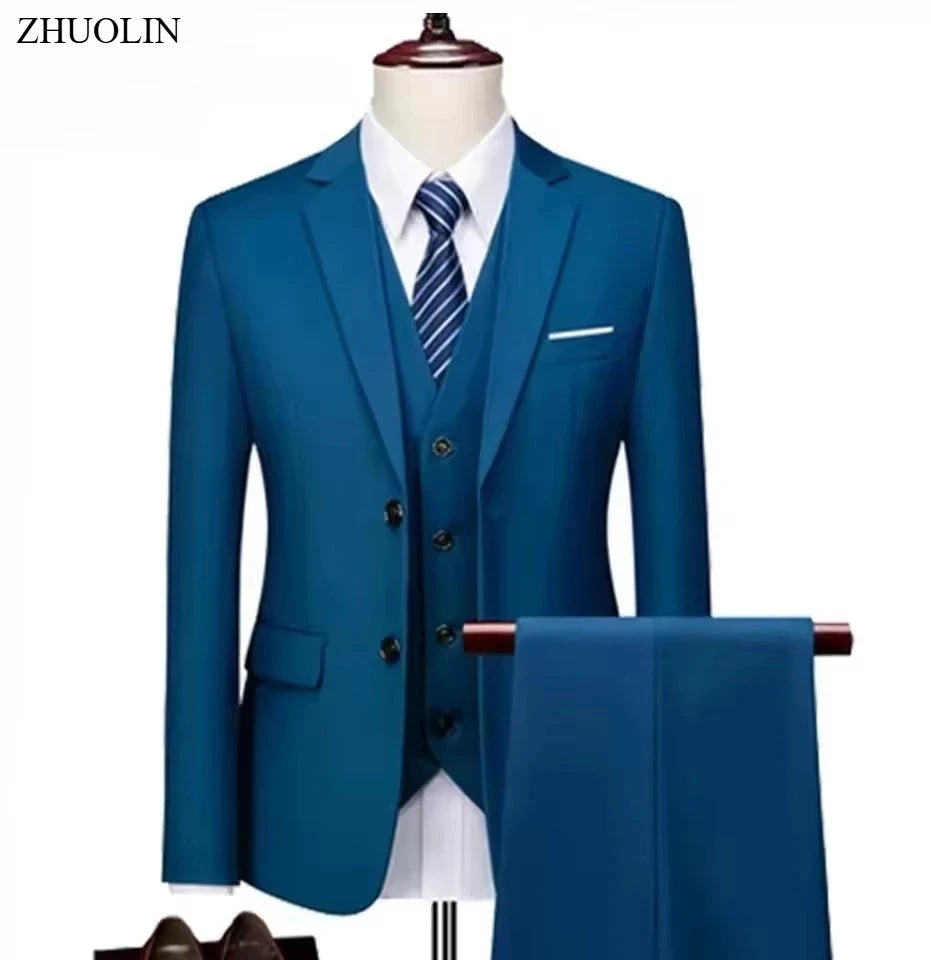 Costumes pour hommes élégant mariage 3 pièces Blazers tenue 2 ensemble vestes gilet pantalon complet 2025 mode classique affaires formel