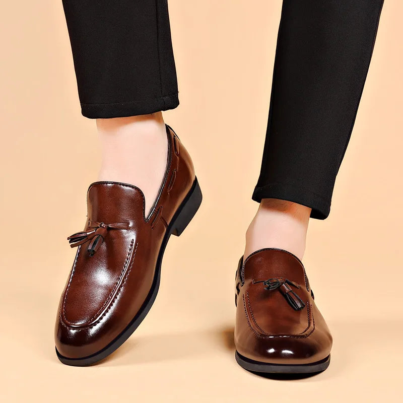 Chaussures habillées pour hommes chaussures en cuir d'affaires mocassins de bureau de créateur chaussures de mariage de luxe à la main sans lacet chaussure formelle grande taille 48