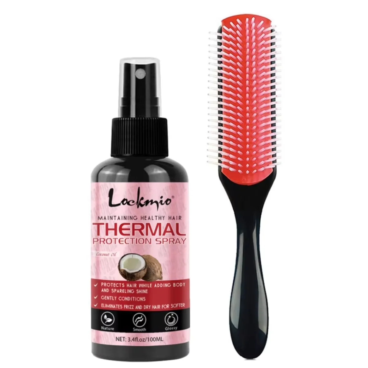 LOCKMIO Spray de protection thermique hydratant et nourrissant pour protéger les cheveux, réparation des dommages causés par la chaleur, revitalisant Anti-frisottis, produit de soins capillaires