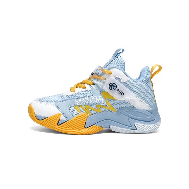 Chaussures de sport pour enfants, antidérapantes, absorbant les chocs, pour le basketball, usage quotidien, activités de plein air, chaussures de course montantes en mesh