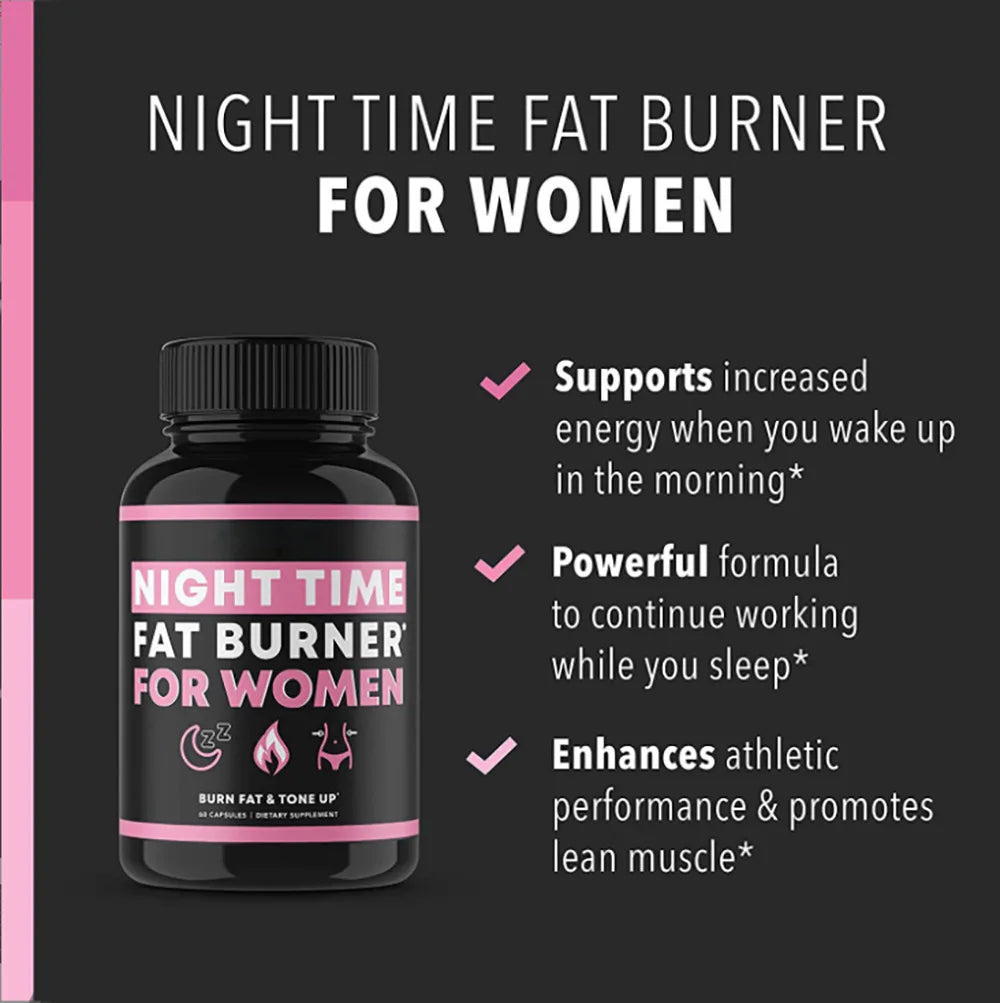Complément brûleur de graisse nocturne pour femmes, brûleur de graisse du ventre et pilules de tonalité pour le gonflage et le métabolisme, suppresseur d'appétit