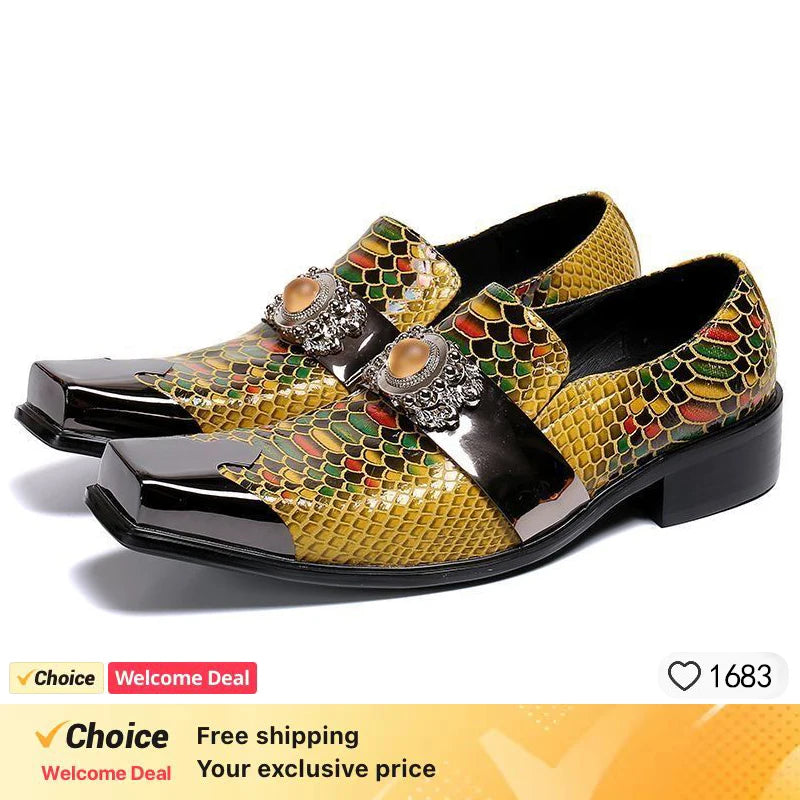Chaussures de luxe pour hommes designer comme motif serpent chaussures habillées homme Gentleman Slip On Oxfords chaussures en cuir véritable pour hommes mode